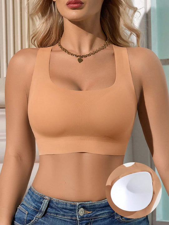 1 pieza sujetador sin costuras de unicolor para mujer
