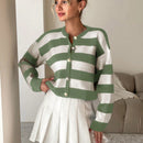 Cardigan holgado con botones frontales y hombros caidos, adecuado para otono e invierno, para mujer
