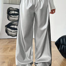Coolane pantalones anchos con cinta lateral de piel de pu, adecuados para todas las temporadas