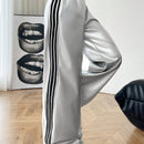 Coolane pantalones anchos con cinta lateral de piel de pu, adecuados para todas las temporadas