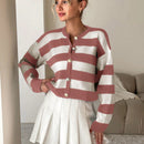 Cardigan holgado con botones frontales y hombros caidos, adecuado para otono e invierno, para mujer