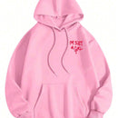 Sudadera con capucha de hombro caido con estampado de eslogan para mujeres