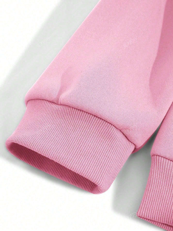 Sudadera con capucha de mujer con estampado de eslogan y hombros caidos