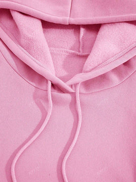Sudadera con capucha negra holgada de mujer con estampado de lema, hombros caidos y cordon, primavera y otono