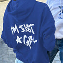 Sudadera con capucha de mujer con estampado de eslogan y hombros caidos