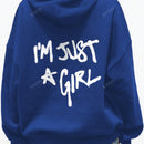 Sudadera con capucha de hombro caido con estampado de eslogan para mujeres