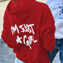 Sudadera con capucha de mujer con estampado de eslogan y hombros caidos
