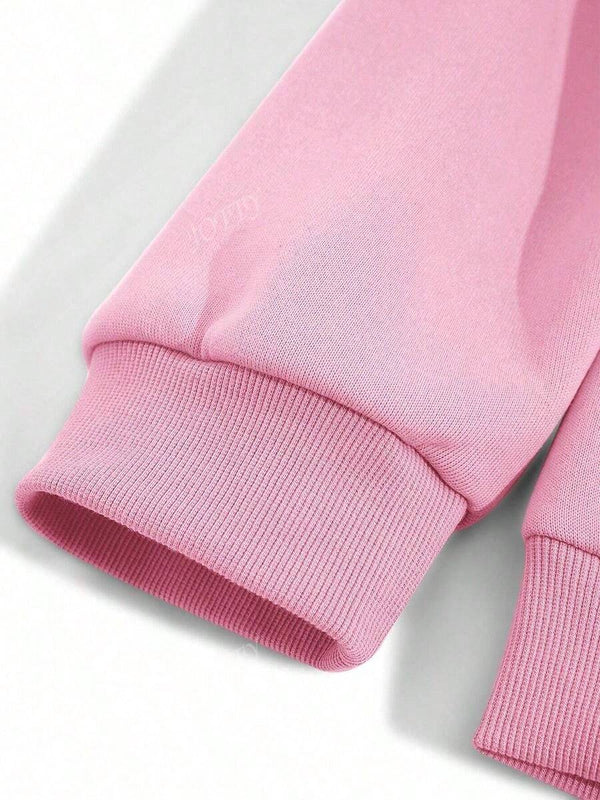 Sudadera con capucha de mujer con estampado de eslogan y hombros caidos