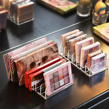 Organizador de Paleta de Sombras de Ojos de Acrílico Transparente - Estante de Almacenamiento de Cosméticos Portátil con Cajón para Baño y Tocador