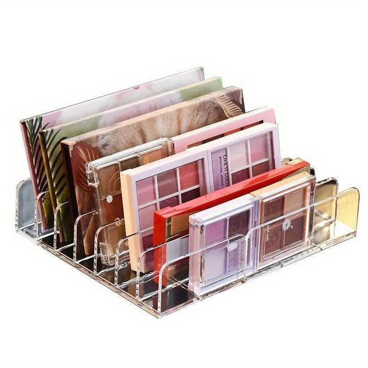 Organizador de Paleta de Sombras de Ojos de Acrílico Transparente - Estante de Almacenamiento de Cosméticos Portátil con Cajón para Baño y Tocador