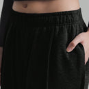 Ontre pantalones anchos con cintura elastica y cintura recortada para mujer, conjunto de otono