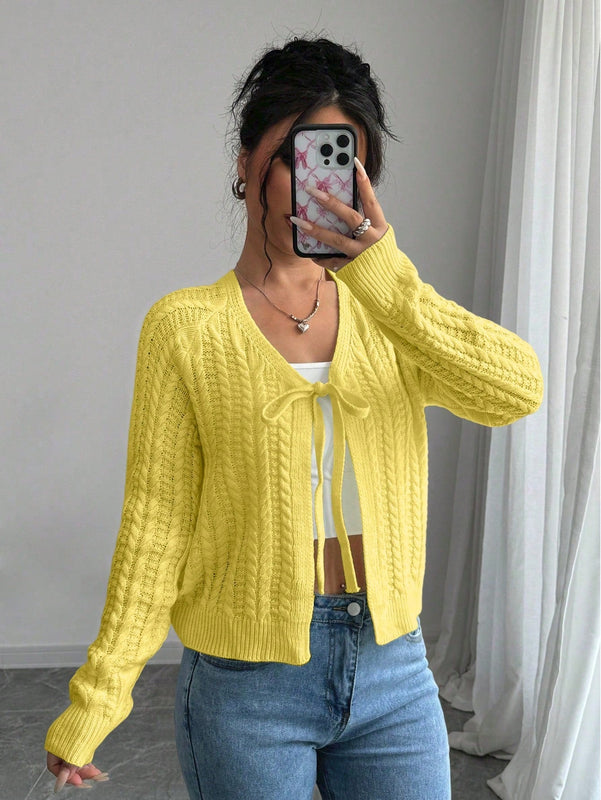 Essnce cardigan de mujer de manga larga con estampado floral 3d con lazo delantero, de estilo frances casual y versatil
