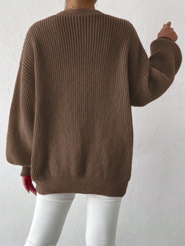 Essnce 1 pieza cardigan de punto casual a todo combinar con botones delanteros de un solo color, apto para otono e invierno