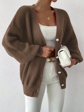 Essnce 1 pieza cardigan de punto casual a todo combinar con botones delanteros de un solo color, apto para otono e invierno