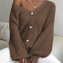 Essnce 1 pieza cardigan de punto casual a todo combinar con botones delanteros de un solo color, apto para otono e invierno