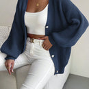 Essnce 1 pieza cardigan de punto casual a todo combinar con botones delanteros de un solo color, apto para otono e invierno