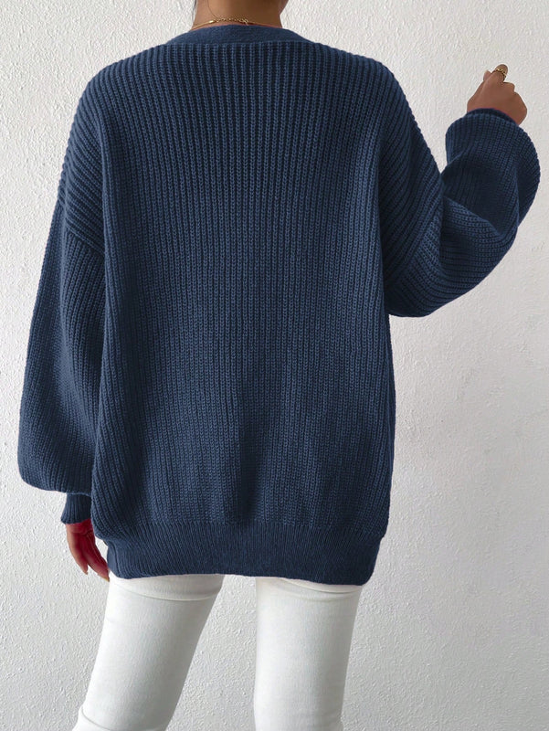 Essnce 1 pieza cardigan de punto casual a todo combinar con botones delanteros de un solo color, apto para otono e invierno