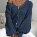 Essnce 1 pieza cardigan de punto casual a todo combinar con botones delanteros de un solo color, apto para otono e invierno