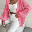 Essnce 1 pieza cardigan de punto casual a todo combinar con botones delanteros de un solo color, apto para otono e invierno