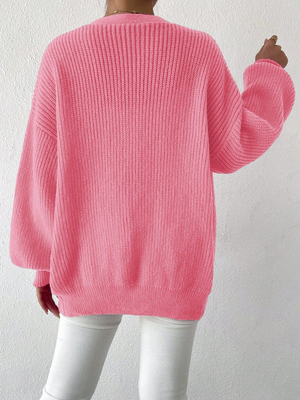 Essnce 1 pieza cardigan de punto casual a todo combinar con botones delanteros de un solo color, apto para otono e invierno