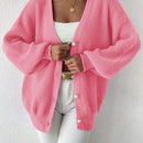 Essnce 1 pieza cardigan de punto casual a todo combinar con botones delanteros de un solo color, apto para otono e invierno