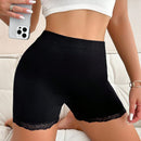 Pantalones cortos de seguridad con cintura elastica y unicolor para mujer