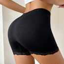 Pantalones cortos de seguridad con cintura elastica y unicolor para mujer