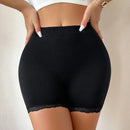 Pantalones cortos de seguridad con cintura elastica y unicolor para mujer