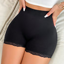 Pantalones cortos de seguridad con cintura elastica y unicolor para mujer