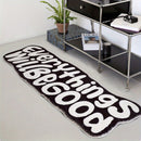 Todo estará bien Alfombra de área de felpa - Poliéster, solo lavado a mano, suave de 8 mm de grosor, respaldo antideslizante, ideal para dormitorio, entrada, habitación - Alfombra de decoración para el hogar esponjosa, blanco y negro
