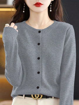 Essnce cardigan suelto y casual de mujer de un solo abotonado, de color liso, manga larga, para otono/invierno