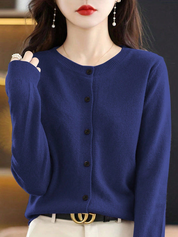 Essnce cardigan suelto y casual de mujer de un solo abotonado, de color liso, manga larga, para otono/invierno