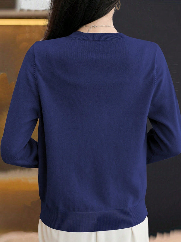Essnce cardigan suelto y casual de mujer de un solo abotonado, de color liso, manga larga, para otono/invierno