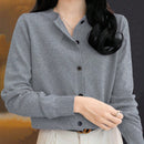 Essnce cardigan suelto y casual de mujer de un solo abotonado, de color liso, manga larga, para otono/invierno