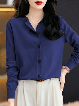 Essnce cardigan suelto y casual de mujer de un solo abotonado, de color liso, manga larga, para otono/invierno