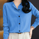 Essnce cardigan suelto y casual de mujer de un solo abotonado, de color liso, manga larga, para otono/invierno