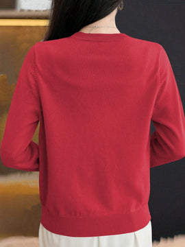 Essnce cardigan suelto y casual de mujer de un solo abotonado, de color liso, manga larga, para otono/invierno