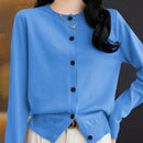Essnce cardigan suelto y casual de mujer de un solo abotonado, de color liso, manga larga, para otono/invierno