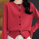 Essnce cardigan suelto y casual de mujer de un solo abotonado, de color liso, manga larga, para otono/invierno