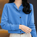 Essnce cardigan suelto y casual de mujer de un solo abotonado, de color liso, manga larga, para otono/invierno