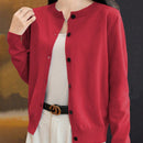 Essnce cardigan suelto y casual de mujer de un solo abotonado, de color liso, manga larga, para otono/invierno