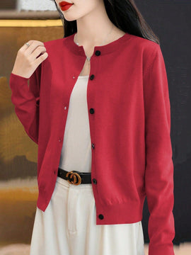 Essnce cardigan suelto y casual de mujer de un solo abotonado, de color liso, manga larga, para otono/invierno