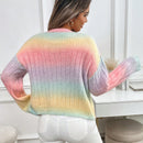 Relaxiva cardigan de punto con botones delanteros, manga larga, de color ombre, hecho de un hilado jaspeado y tejido de nervio