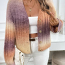 Relaxiva cardigan de punto con botones delanteros, manga larga, de color ombre, hecho de un hilado jaspeado y tejido de nervio