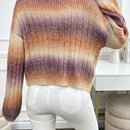 Relaxiva cardigan de punto con botones delanteros, manga larga, de color ombre, hecho de un hilado jaspeado y tejido de nervio