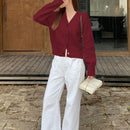 Dazy cardigan informal de mujer con decoracion de lazos, otono