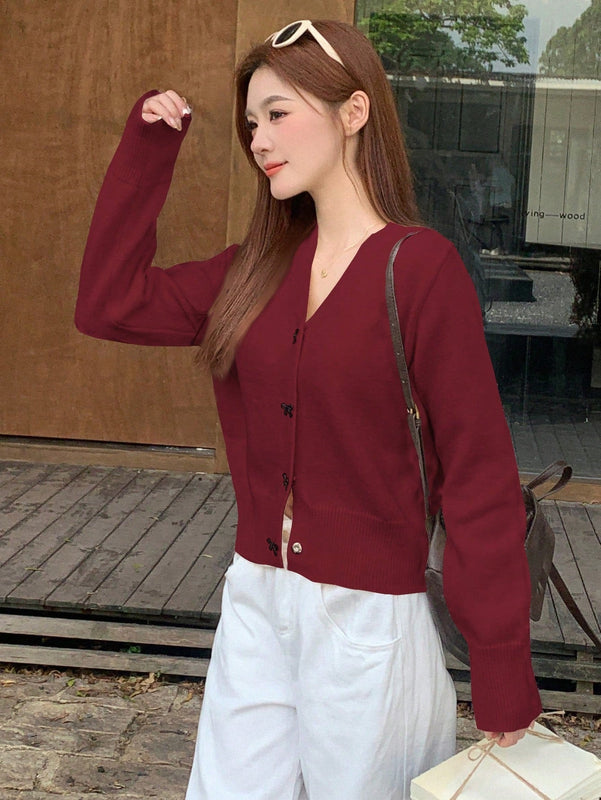 Dazy cardigan informal de mujer con decoracion de lazos, otono
