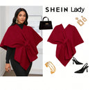 Lady poncho para mujer con diseno de drapeado en la cintura y lazo