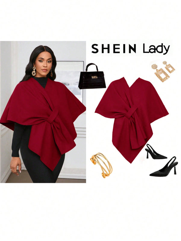 Lady poncho para mujer con diseno de drapeado en la cintura y lazo