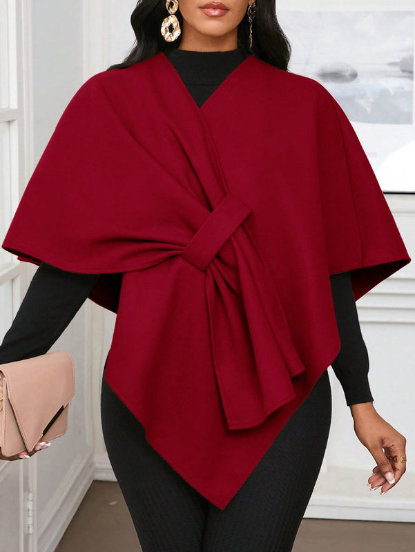 Lady poncho para mujer con diseno de drapeado en la cintura y lazo